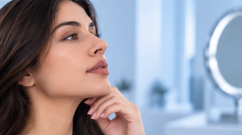 Imagen ilustrativa de una mujer de perfil para rinoplastia