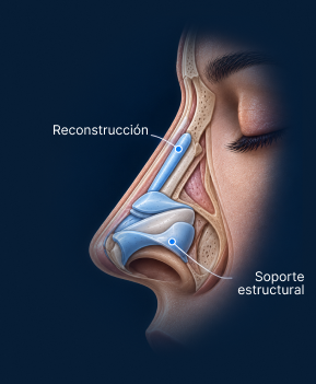 Vista anatómica lateral de rinoplastia estructural
